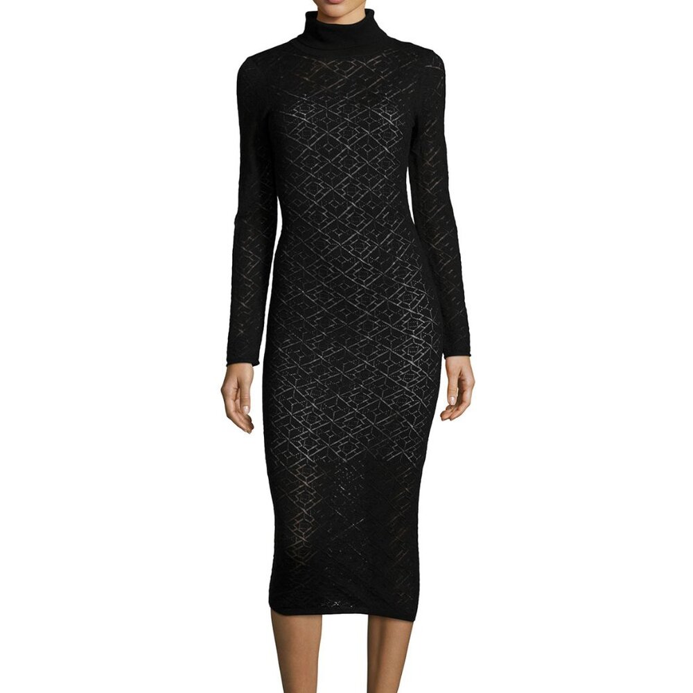 Alice + Olivia black turtleneck midi dress
